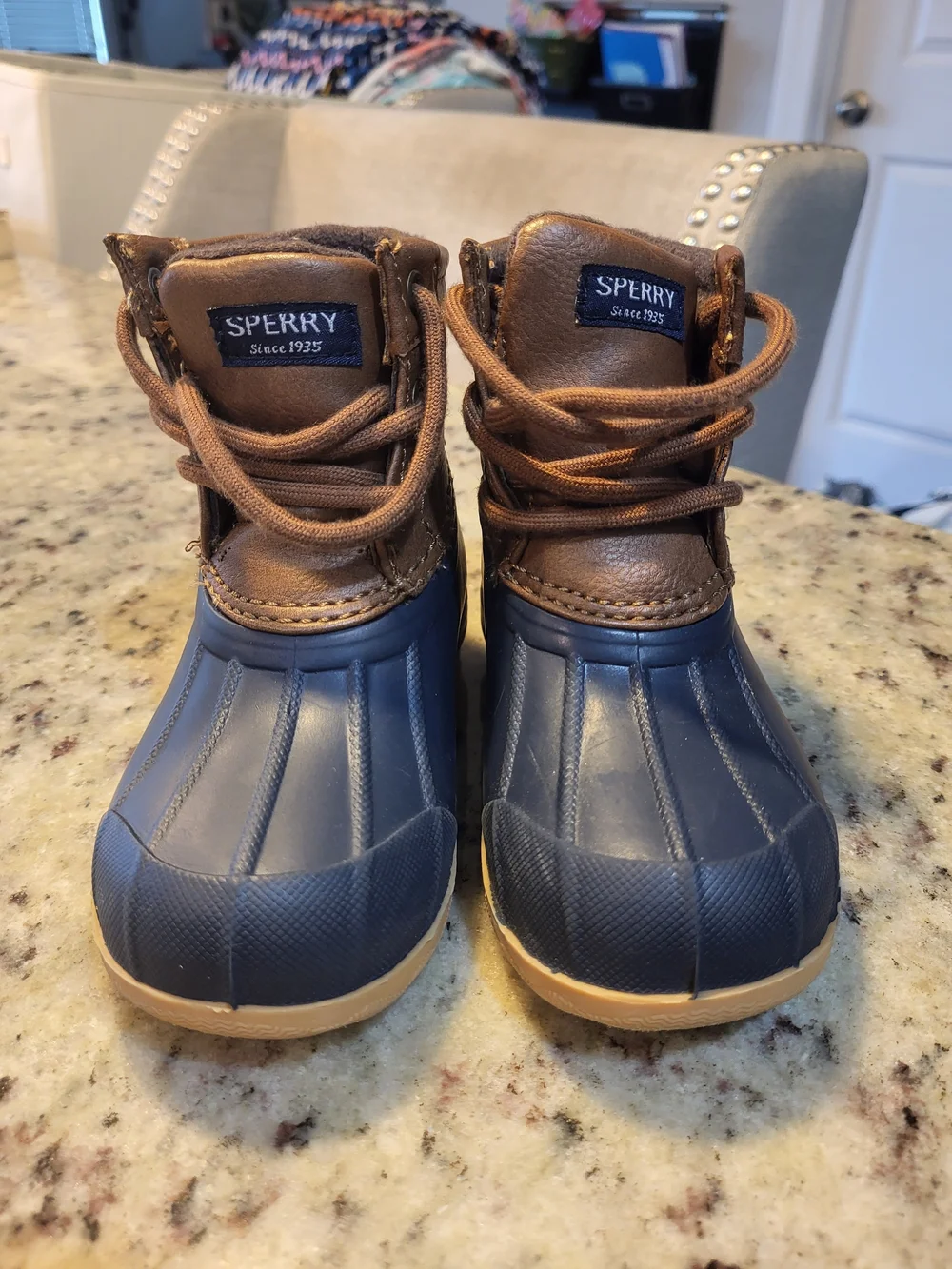 Sperry Kids Brown and Navy Duck Boots